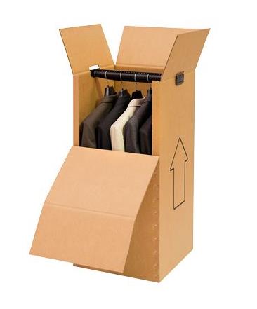 Caja para mudanza de vestuario que ahorra espacio